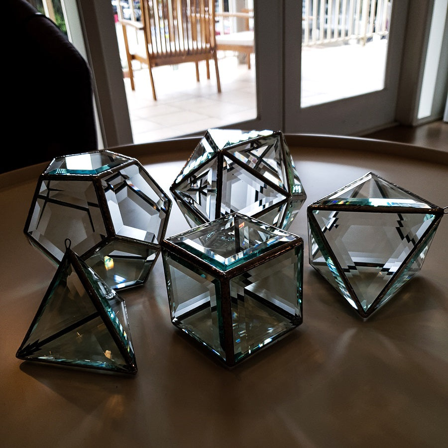 Platonic Solids - Gift Set of 5 glass sculptures