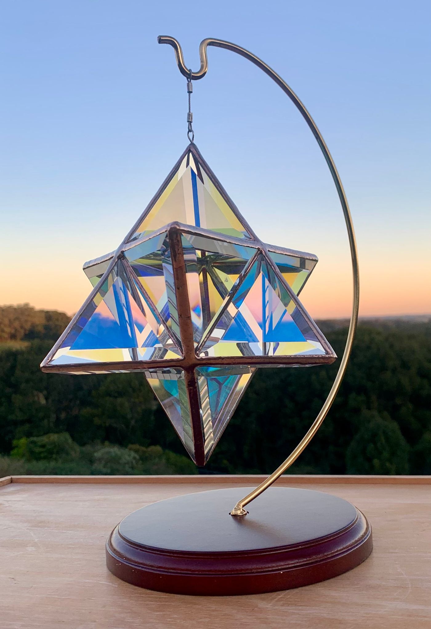 Dichroic Merkaba and Stand Package with Free Copper Patina Upgrade and Free Shipping