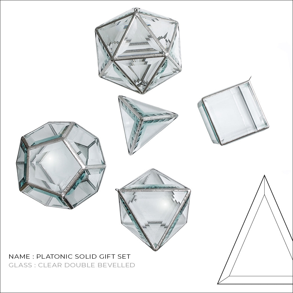 Platonic Solids - Gift Set of 5 glass sculptures