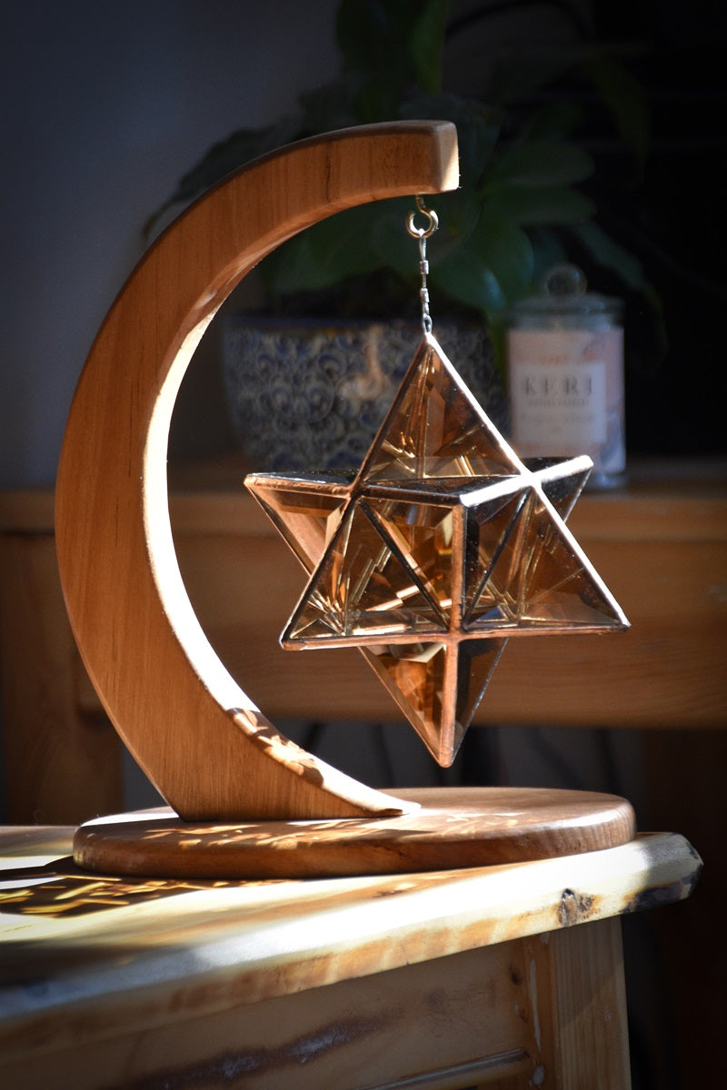 Rose Gold Merkaba & Half Moon Stand - Free Shipping & Free Copper Finish