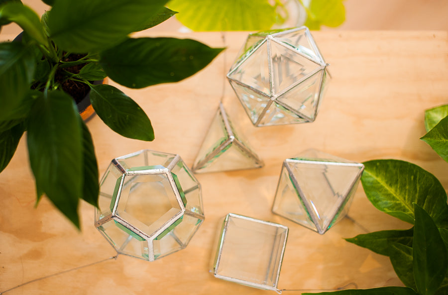 Platonic Solids - Gift Set of 5 glass sculptures