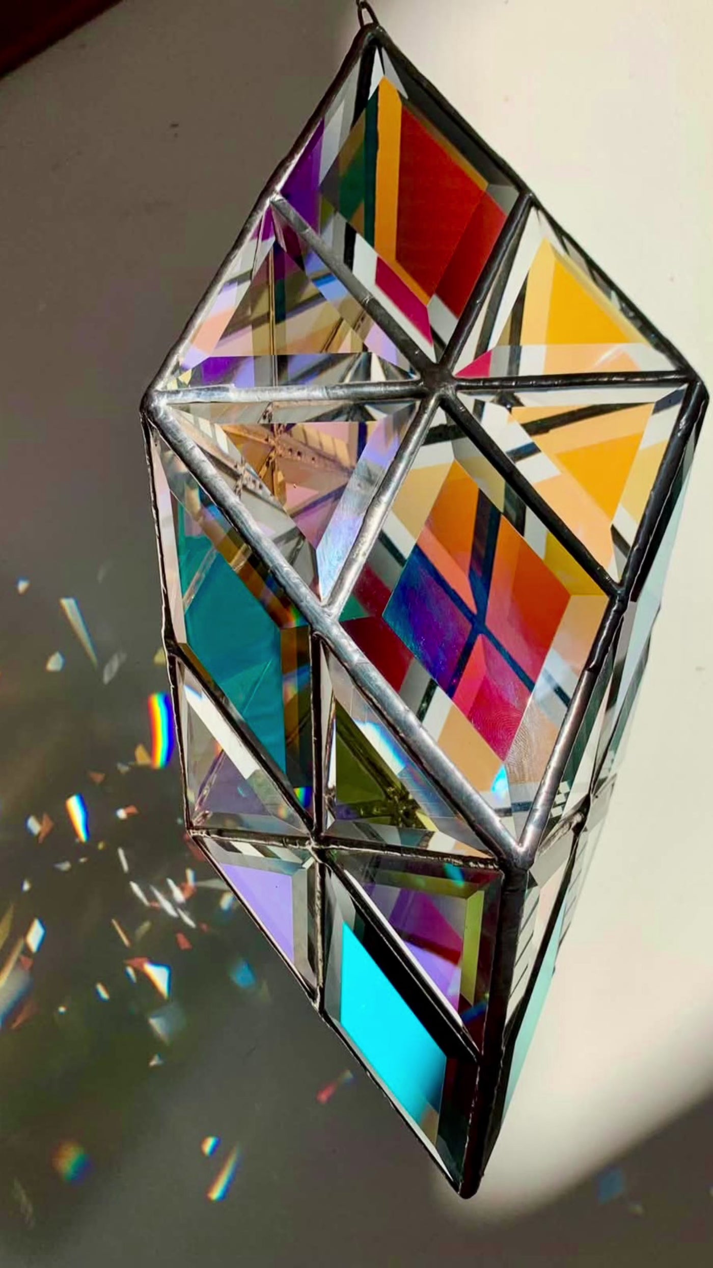 TREE OF LIFE Sculpture in Combination Dichroic Grey Diamonds and Dichr ...