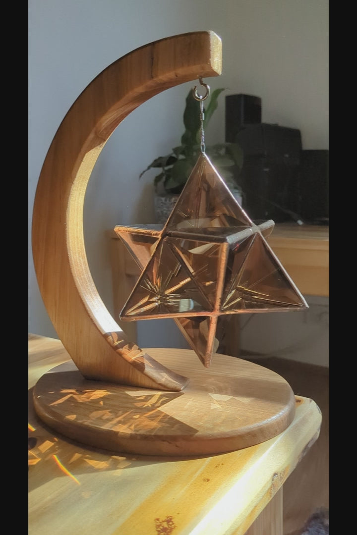 Rose Gold Merkaba & Half Moon Stand - Free Copper Finish