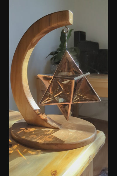 Rose Gold Merkaba & Half Moon Stand - Free Copper Finish