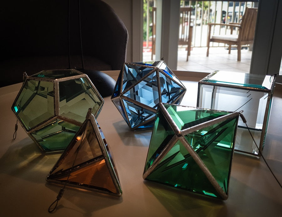 Platonic Solids - Gift Set of 5 glass sculptures