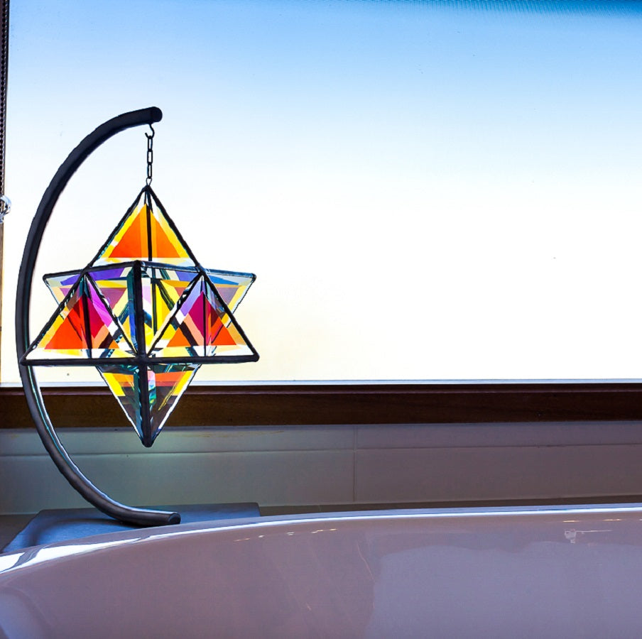 Ariel | Merkaba Sculpture | Dichroic Glass