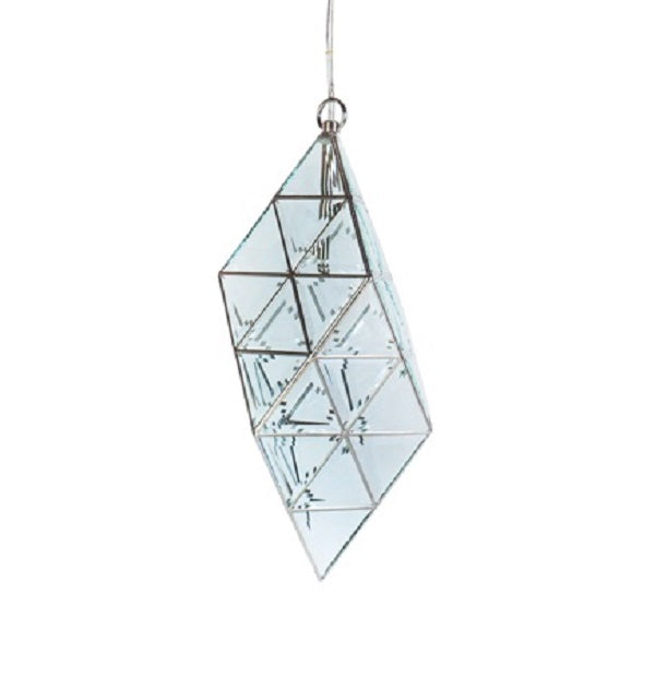 Atlantis Geometric Pendant Light - 48cm | Clear Double Bevelled & Emerald Green Glass