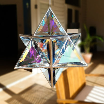 Ariel | Merkaba Sculpture | Dichroic Glass