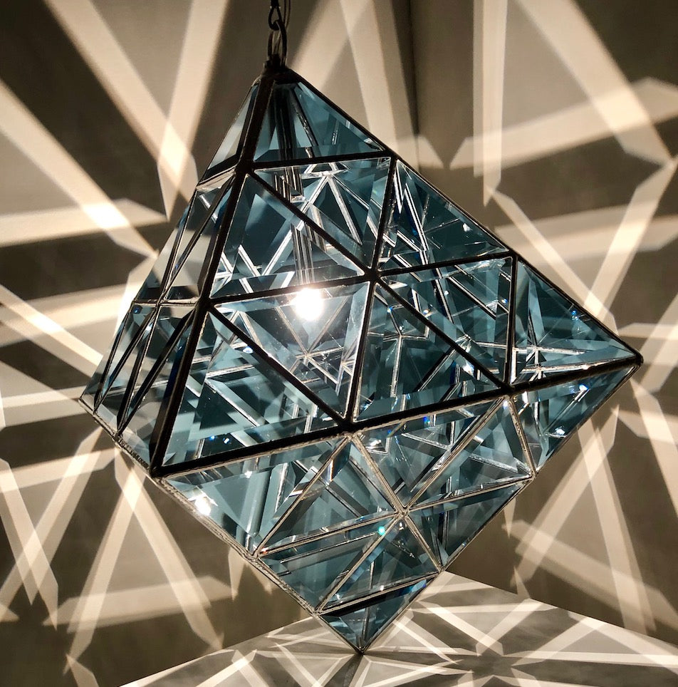 Vesta Geometric Pendant Light | 45cm & 56cm | Sapphire Blue Glass