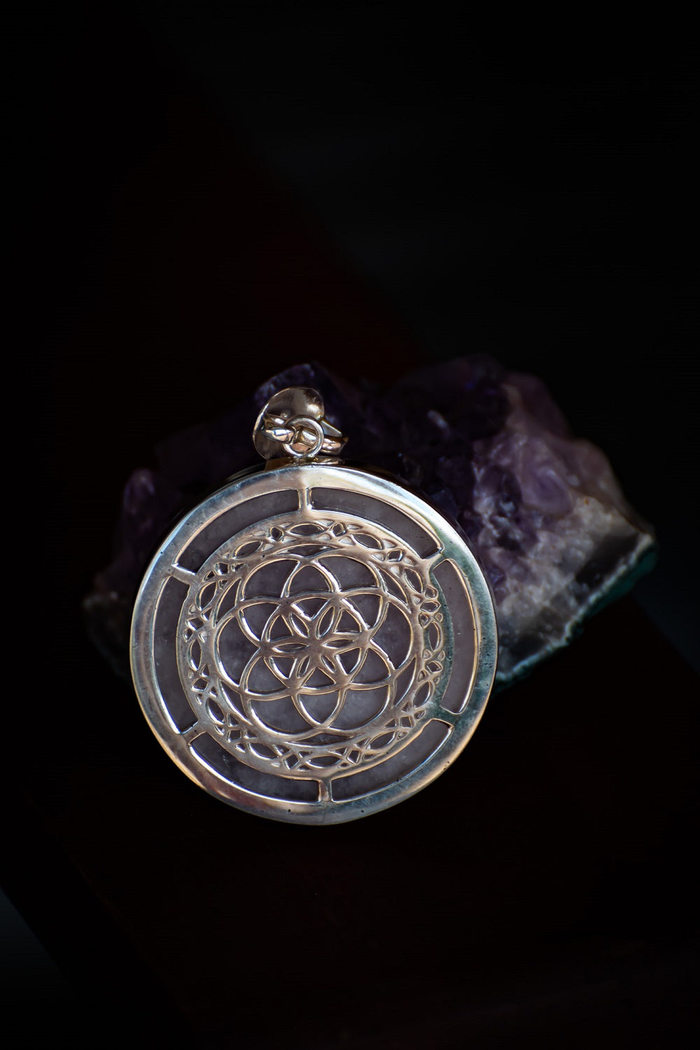 Seed of Life - Decorative Pendant Necklace on Clear Quartz