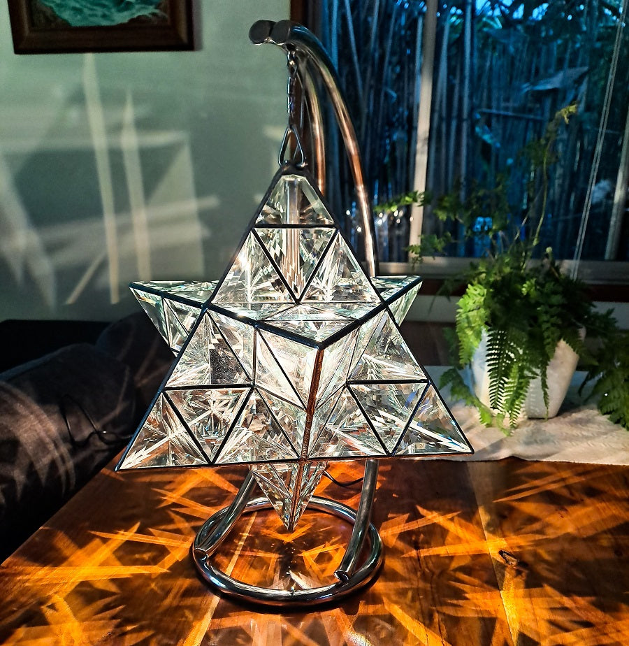 Merkaba Pendant Light/Lamp in Stainless Steel Custom Stand
