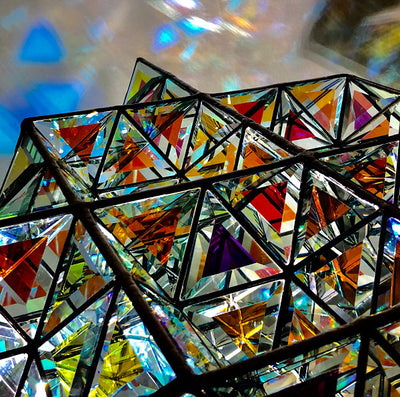 Tetra Matrix 64 Tetrahedron Geometric Pendant Light | 40cm & 50cm | Dichroic Glass