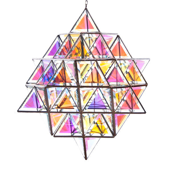 Tetra Matrix 64 Tetrahedron Geometric Pendant Light | 40cm & 50cm | Dichroic Glass