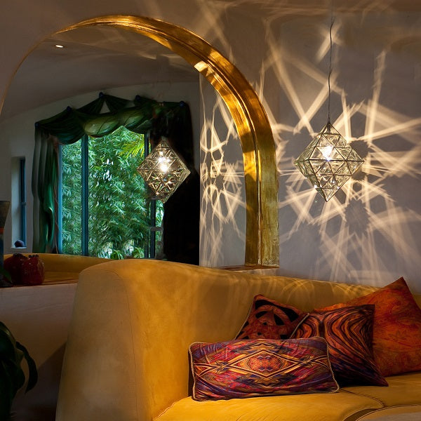 Vesta Geometric Pendant Light | 45cm & 56cm | Clear Double Bevelled Glass