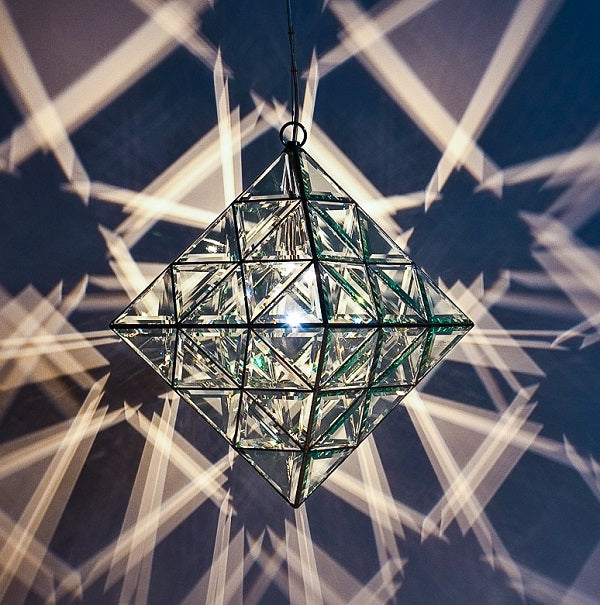 Vesta Geometric Pendant Light | 45cm & 56cm | Clear Double Bevelled Glass