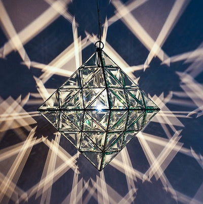 Vesta Geometric Pendant Light | 45cm & 56cm | Clear Double Bevelled Glass
