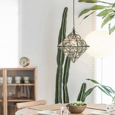 Vesta Geometric Pendant Light | 45cm & 56cm | Clear Double Bevelled Glass