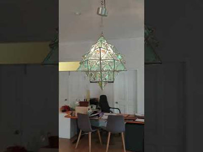 Tetra Matrix 64 Tetrahedron Geometric Pendant Light | 40cm & 50cm | Dichroic Glass