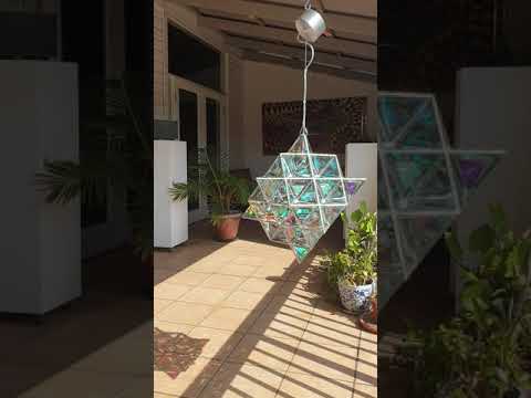 Tetra Matrix 64 Tetrahedron Geometric Pendant Light | 40cm & 50cm | Dichroic Glass