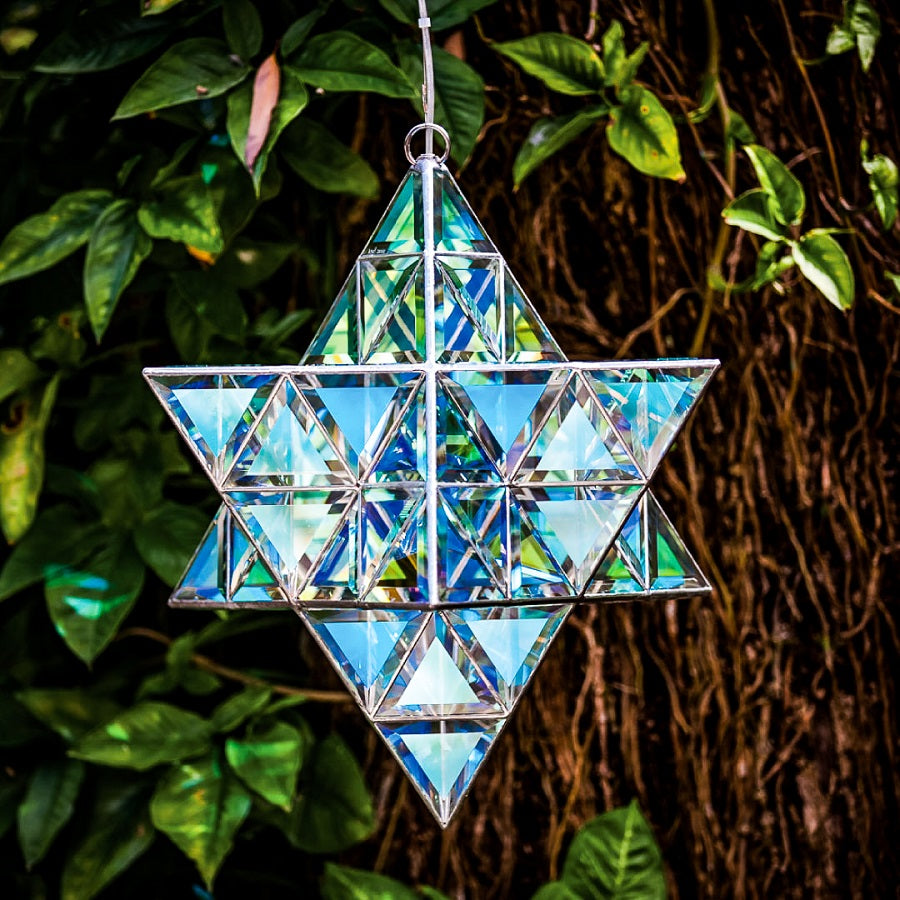 Ariel Merkaba Sculpture | Dichroic Glass