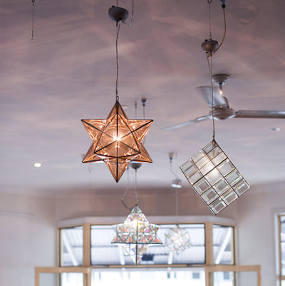 Scorpius Geometric Pendant Light | 38cm | Rose Gold Glass