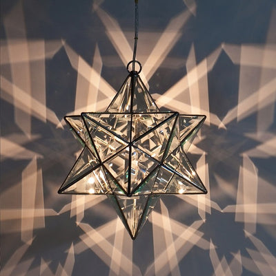 Scorpius Geometric Pendant Light 38cm | Clear Glass