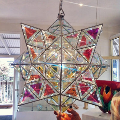 Hadar Geometric Pendant Light 50cm & 60cm | Dichroic Glass