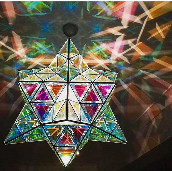 Hadar Geometric Pendant Light 50cm & 60cm | Dichroic Glass