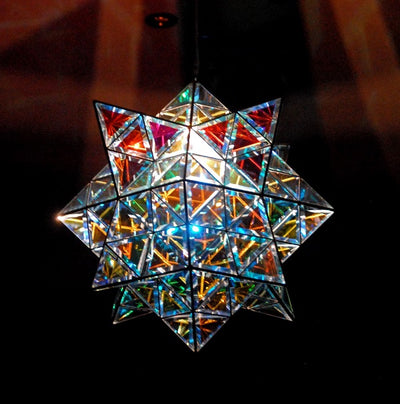 Hadar Geometric Pendant Light 50cm & 60cm | Dichroic Glass