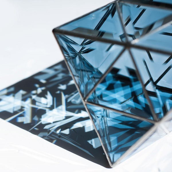 Vesta Geometric Pendant Light | 45cm & 56cm | Sapphire Blue Glass