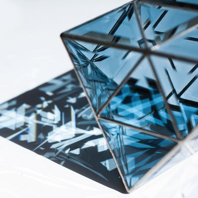 Vesta Geometric Pendant Light | 45cm & 56cm | Sapphire Blue Glass