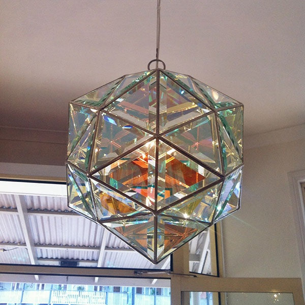 Zaniah Geometric Pendant Light | 25cm & 36cm | Dichroic Clear Glass